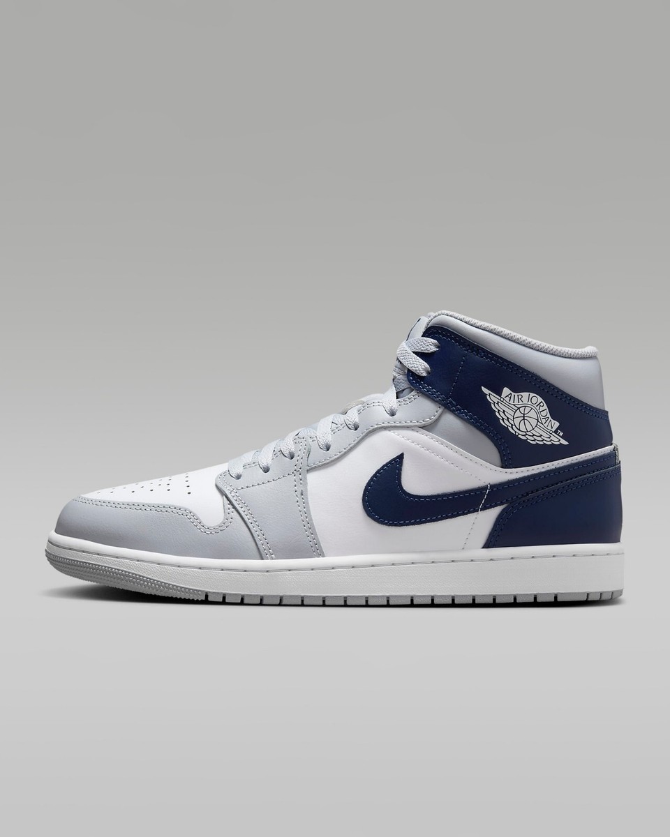 Nike Air Jordan 1 Mid Wolf Gray Midnight Navy DQ8426-104 Men's