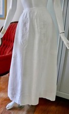 Victorian White Linen A-line Skirt with Flower Application XS 24" waist