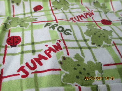 Flannel Print Fabric Jumpin' Frogs Ladybugs Green Plaid 44" wide 1 yd. 30" - Picture 2 of 4