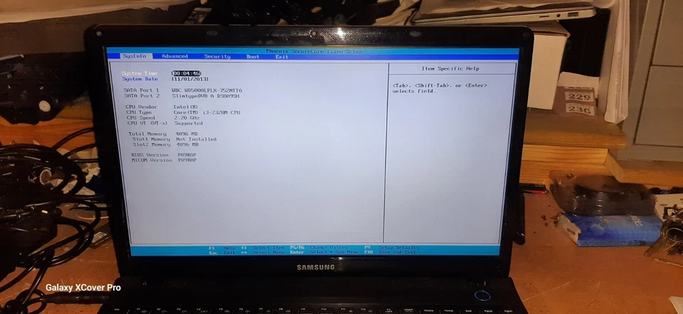 samsung notebook 3530 boots to bios intel i3 @2.2 GHz 4GB Ram No HDD, (357) - Image 2 of 4