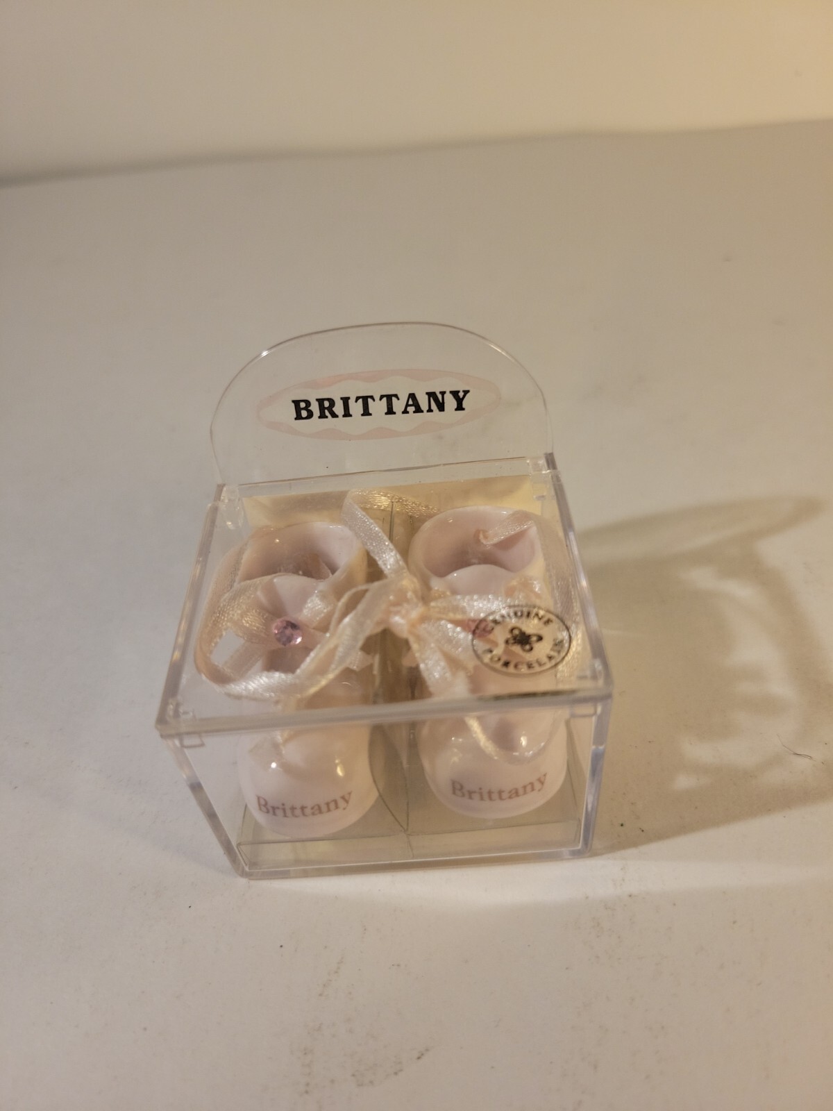 Personalized Gift Set "Brittany" Baby Shoe Porcelain Miniature 
