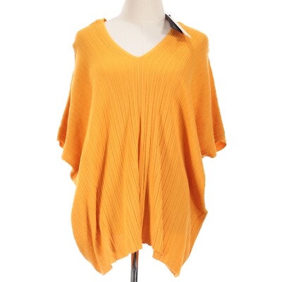 Sminfinity NWT Drapey Ribbed Knit Top Size M/L Solid Mango Orange Cotton/Linen