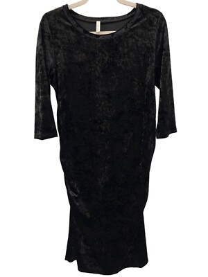 black velvet maternity dress Velvet Tiered Maternity Dress- Black main image 0