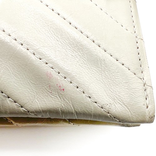 Saint Laurent V stitch Leather Clutch Bag White YSL Purse Vintage Authentic - Picture 14 of 22
