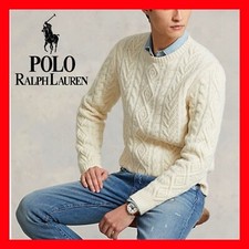 Polo Ralph Lauren Wool Cashmere Fisherman  s Sweater Cream Men  s Size Small