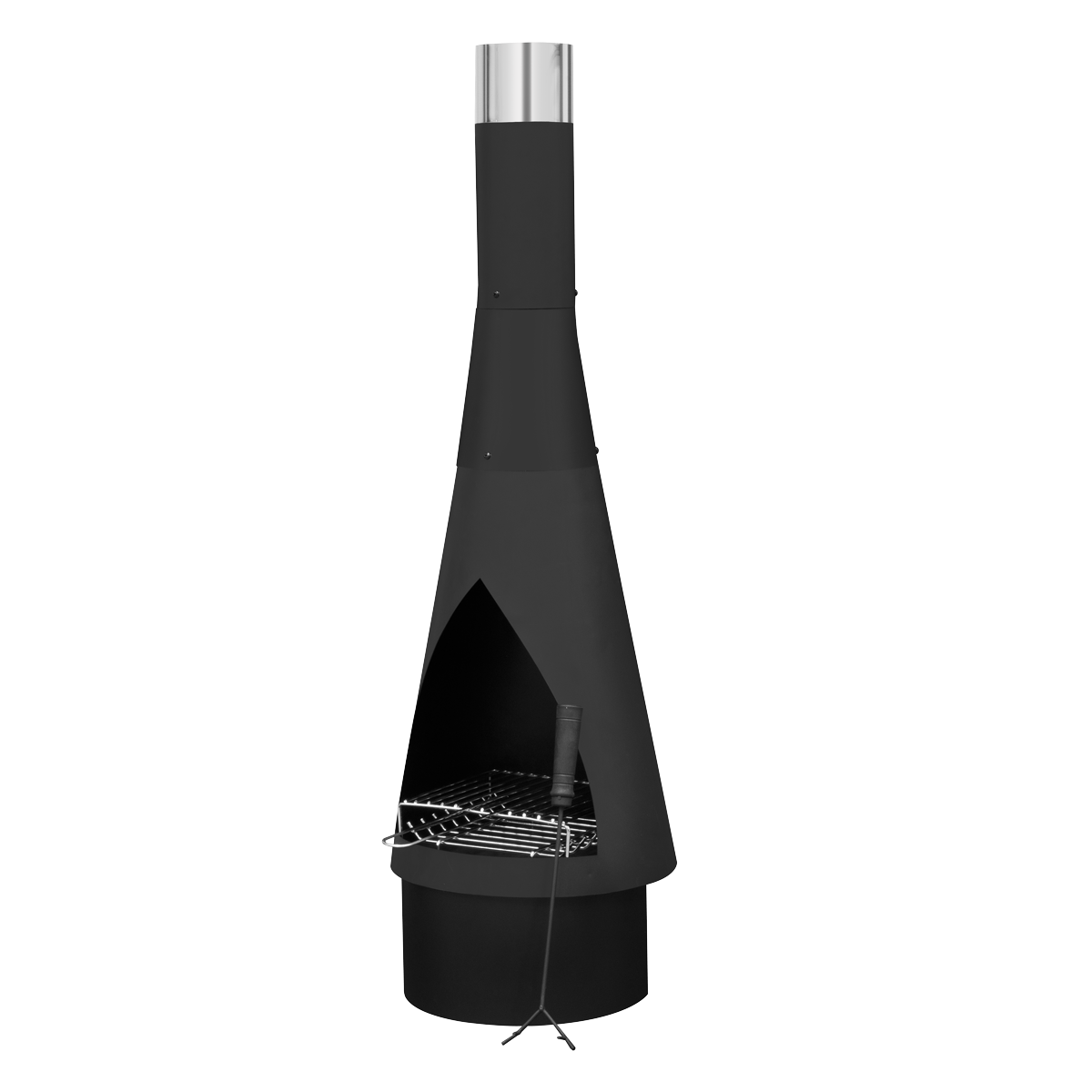 Dellonda Outdoor Chiminea, Fireplace, Fire Pit, Heater, Durable, Black Steel