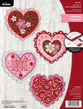 SALE - Heartfelt Ornaments - Felt Applique Valentine Ornament Kit Bucilla 89745