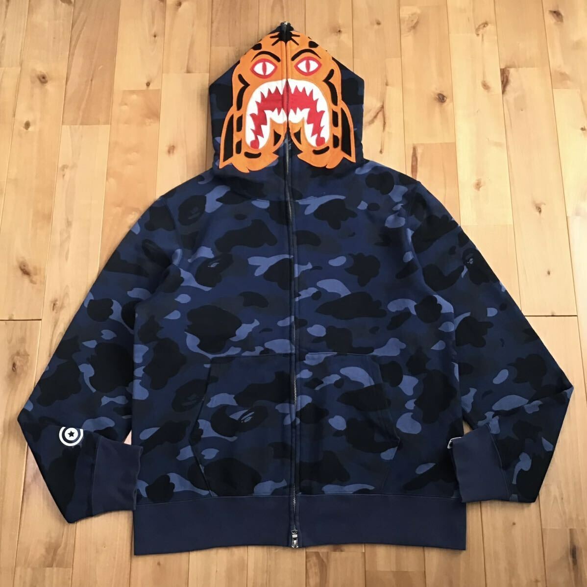 BAPE Tiger full zip hoodie Blue camo a bathing ape NIGO Size