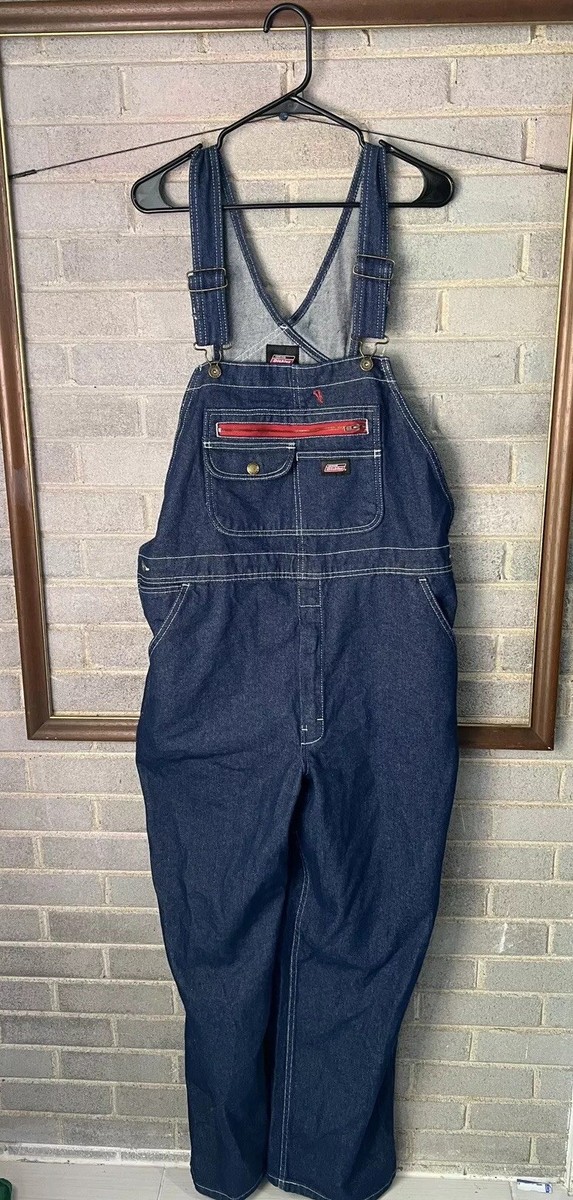 Dickies BIBOVERALLS　44×30 Dickies Denim Bib Overall Mens Size MR 44 Red Zipper | eBay