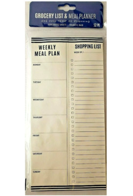 GROCERY LIST & MEAL PLANNER Pad - 5'' x 10'' - One Full Year of Planning - 52 shts