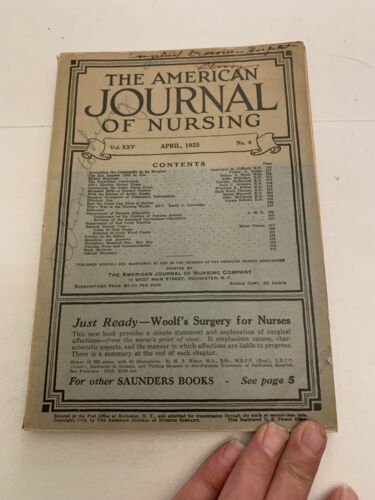 April 1925 The American Journal Of Nursing Magazine Volume 25 Number 4 - Picture 1 of 4