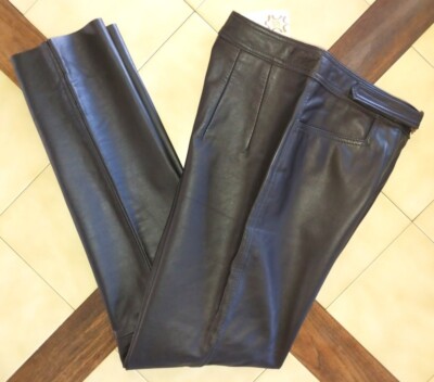 ECHTES LEDER Lined Black Leather Pants w/ Buckle, Pockets (Germany 38/US 8) NWT