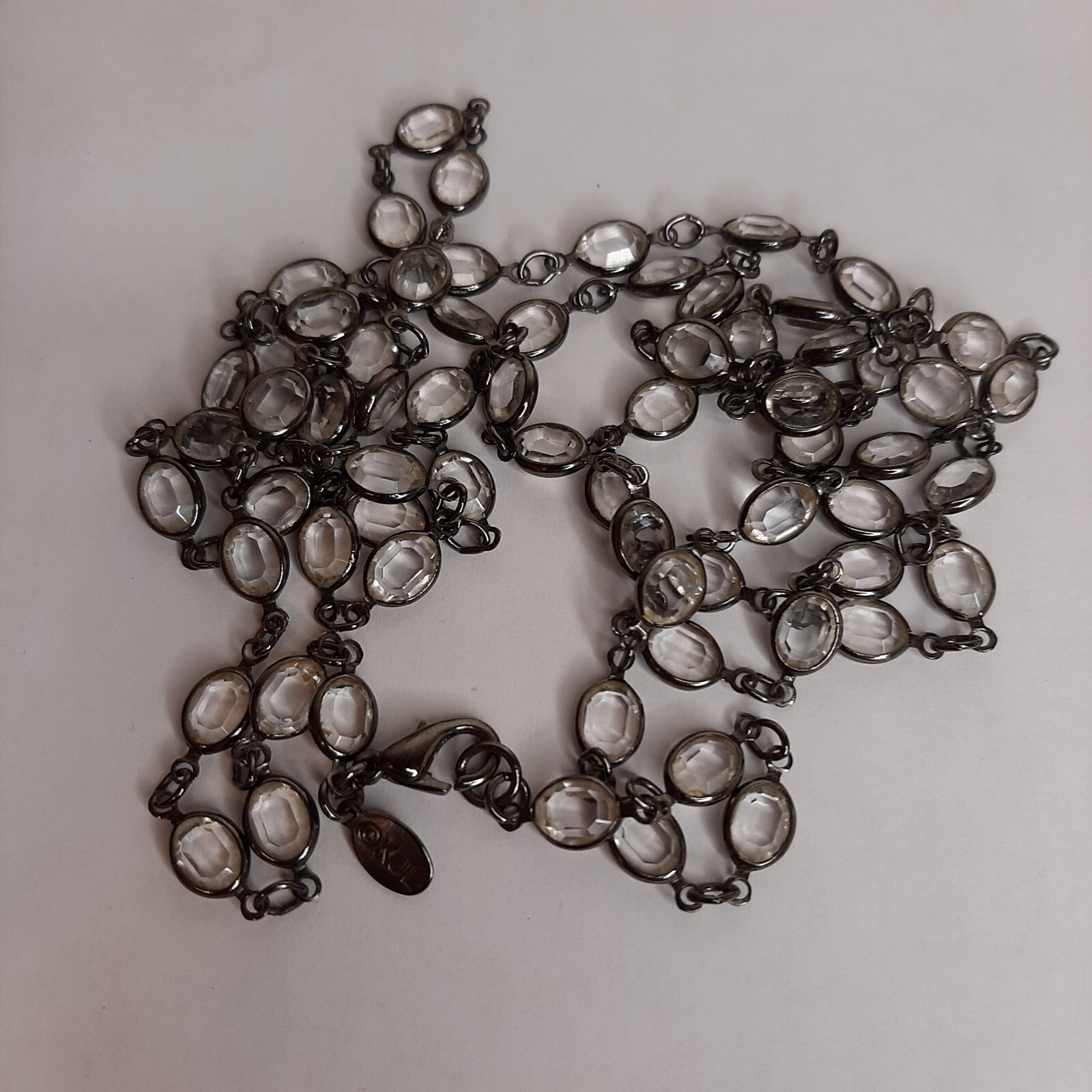 48" KJL Kenneth Jay Lane Faceted Clear Oval Cryst… - image 4