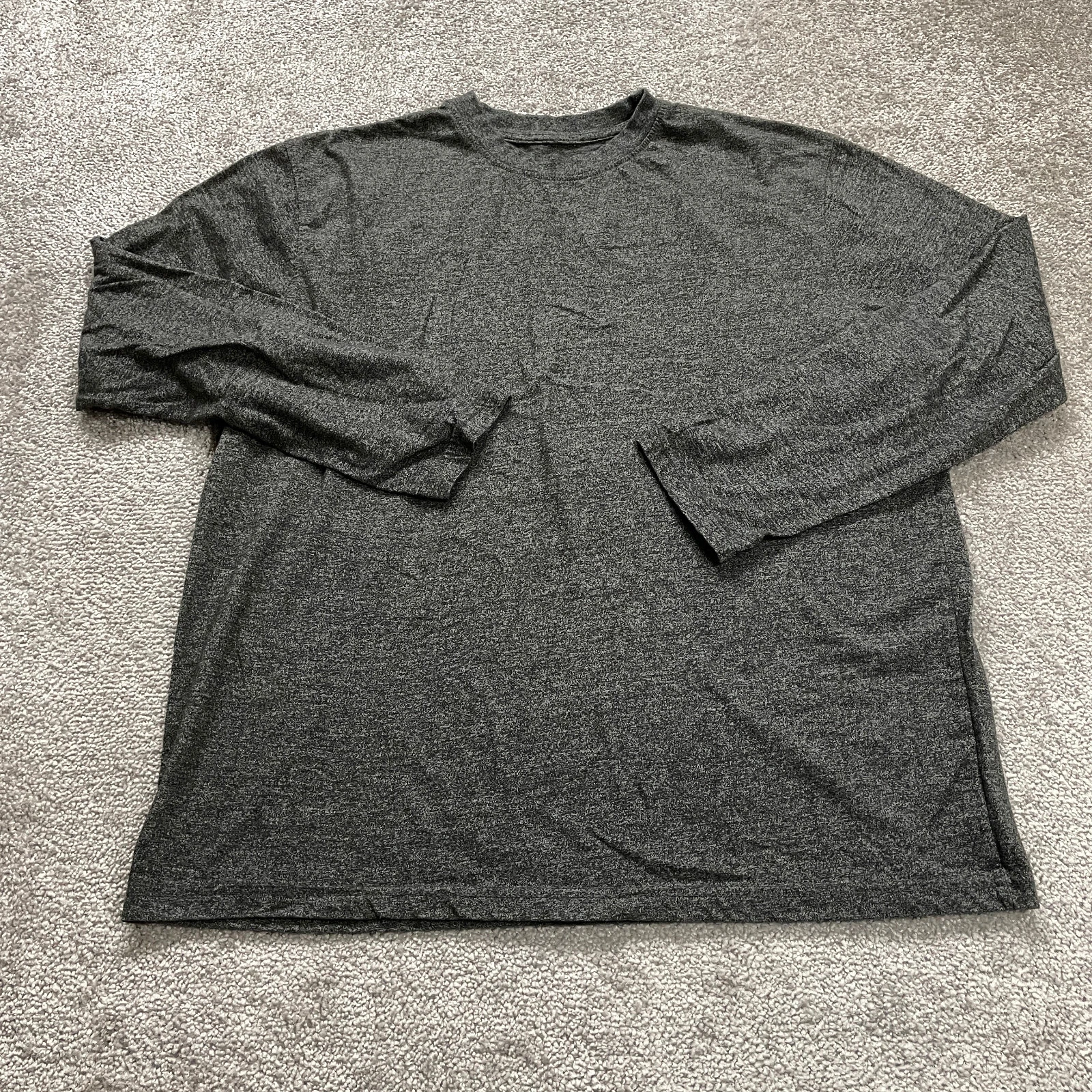 Beverly Hills Polo Club Shirt Mens Large Solid Gray Long Sleeve Charcoal Soft T