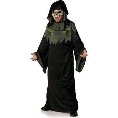 KINDER SENSENMANN KOSTÜM & MASKE Karneval Halloween Reaper Schwarze Monster Robe