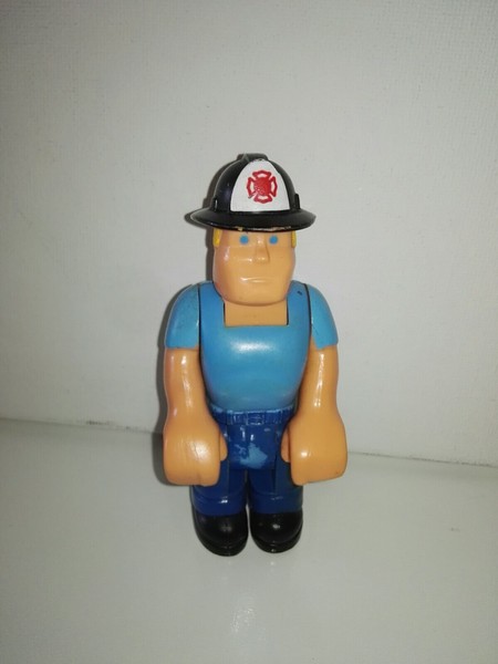 Vintage 1977 Fisher Price Husky Helpers FIREMAN black helmet, Very rare