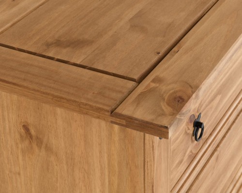 Solid Waxed Pine 3 Drawer Chest W92cm x D48.5cm x H92cm CORONA - Picture 7 of 12