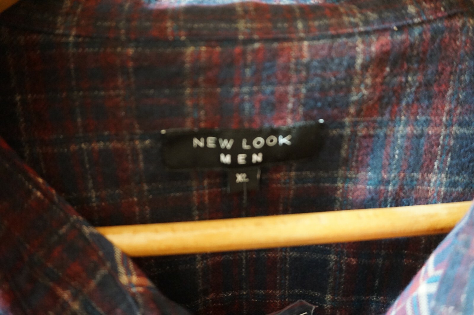 Mens dark red blue brushed cotton check plaid collared shirt BNWT Men's XL image 5