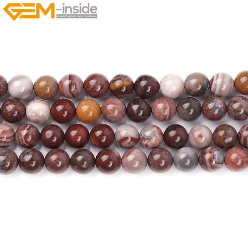 Round Natural Dark Red Fancy Fantasy Jasper Beads for Jewelry Making Strand 15" - Picture 14 of 25