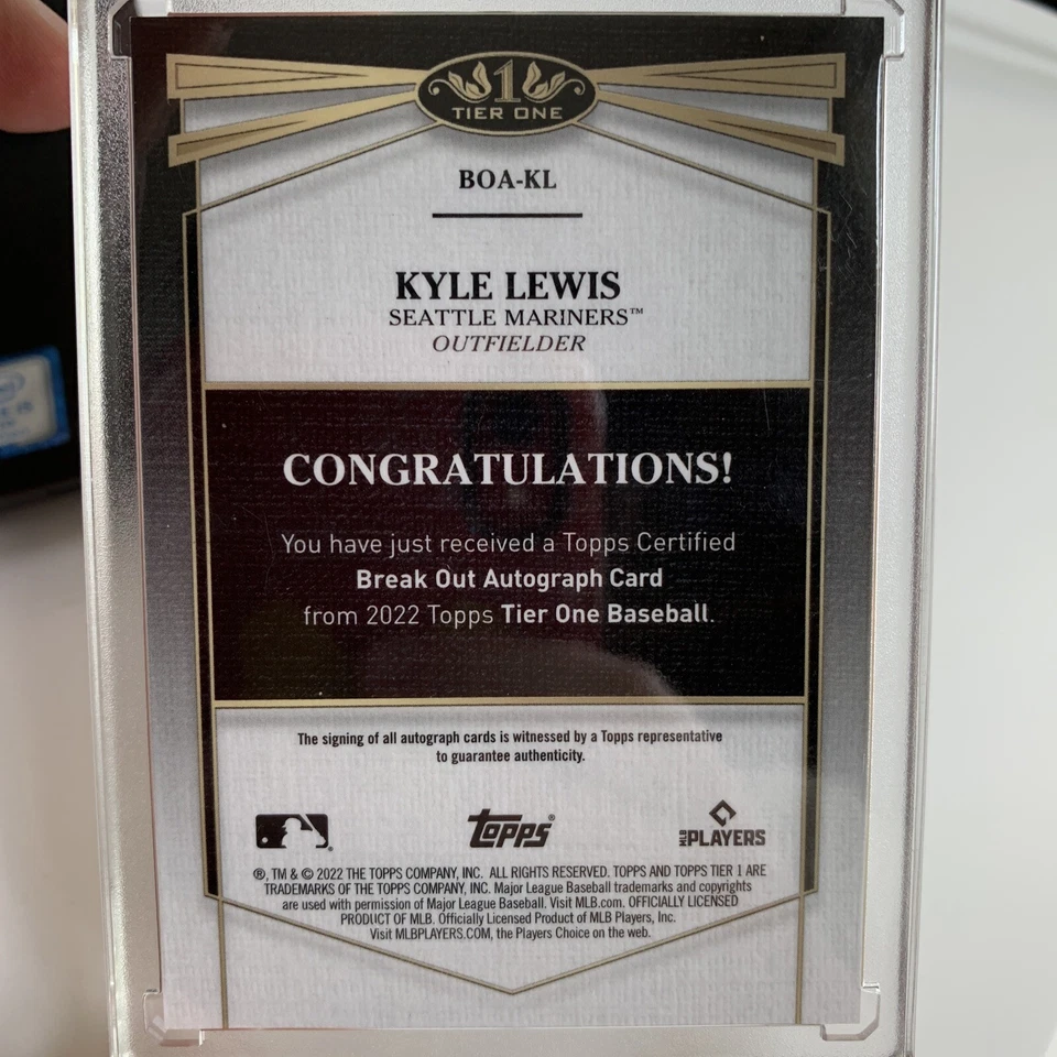 2022 Topps Tier One Kyle Lewis  On Card Auto #d 060/199 Seattle MARINERS - Image 4 of 4