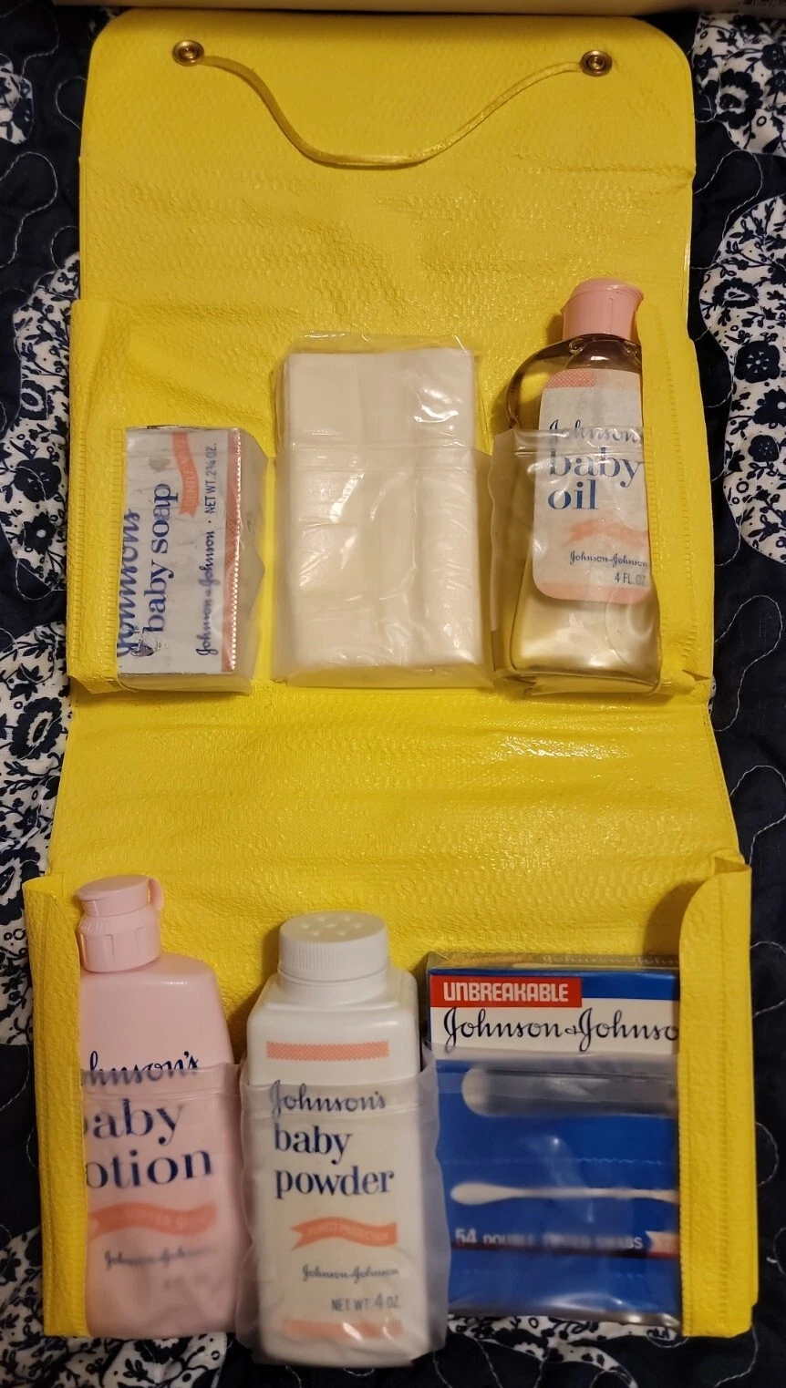 Vintage Johnson's Baby Care Travel Kit w/ Complete Contents, powder, lotion, oil