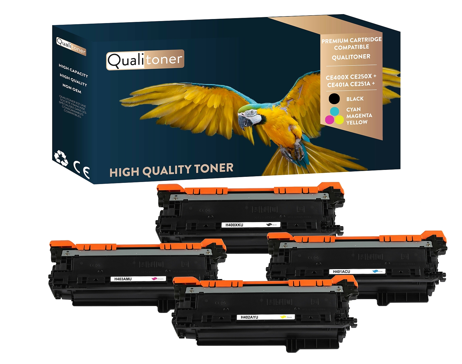 Toner CE400X Noir Haute Capacité et Couleurs QUALITONER Rendu Graphique Précis