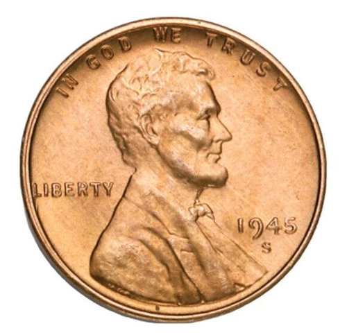 ✅ 1945-S Red Gem BU Lincoln Wheat 1c BRILLIANT UNCIRCULATED From OBW Roll