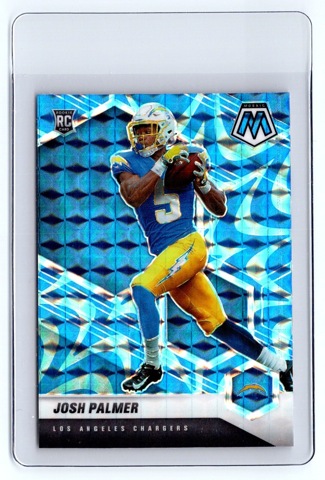 2021 Panini Mosaic Rookies Reactive Blue #329 Josh Palmer Los Angeles Chargers