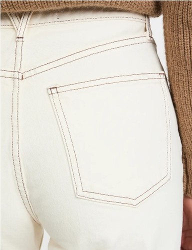 sz 29 NWT VERONICA BEARD Jeans BLAKE Ecru White Contrast Stitch Straight Womens - Picture 3 of 13