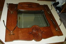 Solid Quartersawn Oak Hall Tree Mirror  (HT-47)