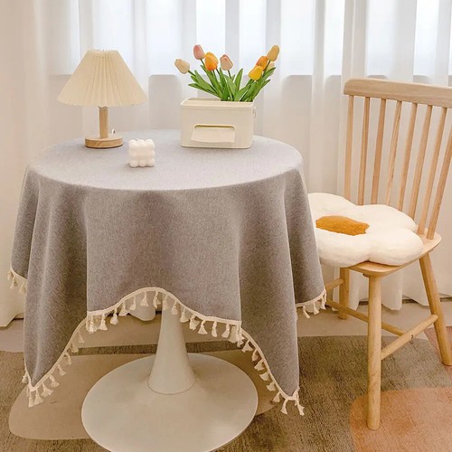 Tassels Tablecloth Cotton Linen Table Cloth Tea Table Dining Table Decoration - Foto 21 di 31