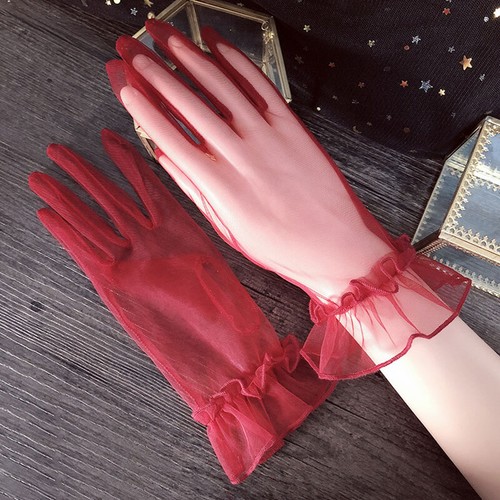 1 Paires Dentelle Nylon Femme Gants Doigt Complet Court Tulle Extensible .J - Foto 8 di 17