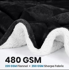 Large Sherpa Blanket Soft Warm Bed Sofa Throw Fleece Blankets  King Size 