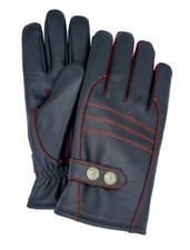 Riparo Men's Genuine Leather Winter Gloves with Fleece Lining - Black/Red Thread