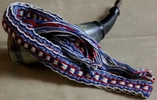 #76 Powder Horn inkle loom strap Old Glory Blue  1" x 51"