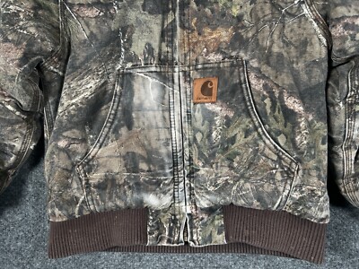 Carhartt Full Zip Bomber Jacket Lined Winter Camo Hunting FLAW