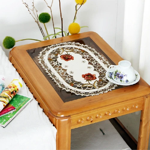 Mesa de comedor de encaje floral bordada alfombra tapetes boda fiesta decoración del hogar - Imagen 31 de 50