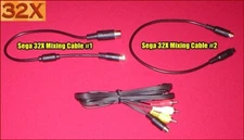 Audio Video AV Cable & 32X Data Patch Link Mixing Cables for Sega Genesis 1 & 2