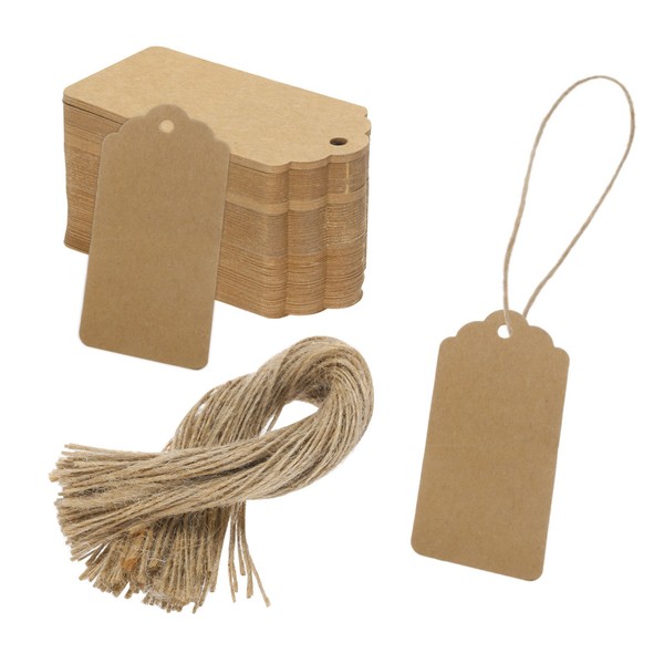 "100Pcs GeschenkanhäNger Aus Kraftpapier Mit Schnur, 1,8X3,7\" Etiketten FüR Holz"-image