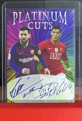 Platinum Dual Cuts Messi Ronaldo Limited Edition Cut  Printed Autograph /1000