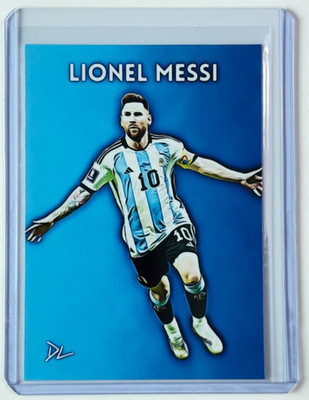 Lionel Messi Limited Edition Artist Signed Argentina National Team Card 9/10