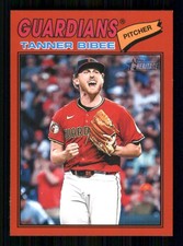 2026 Topps Heritage Red #74 Tanner Bibee Cleveland Guardians 7359
