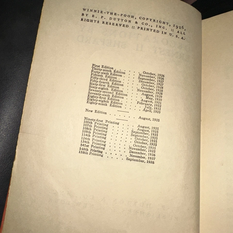 Vintage Winnie the Pooh ,A.A. Milne, HC 1926/1938 158th Printing Acceptable Con. Foto 3 de 4