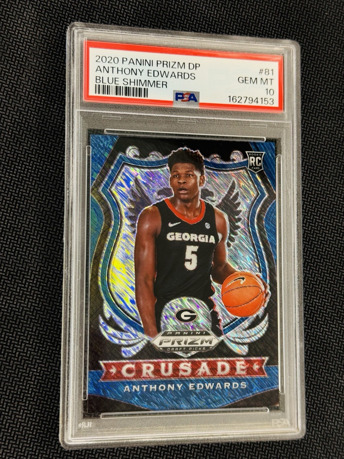PSA 10 Anthony Edwards /13 RC #81 Blue Shimmer /13 2020 Panini Prizm DP view 2