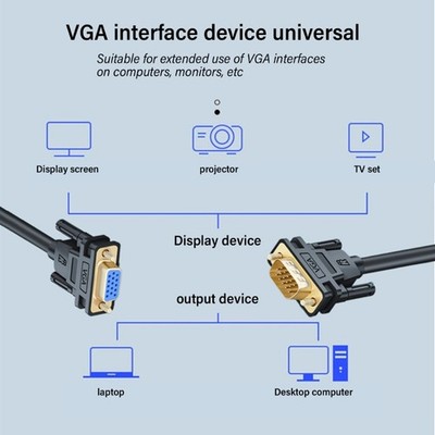 Extended VGA Cable VGA Male to Female High Clear Transfer Cable For Computers