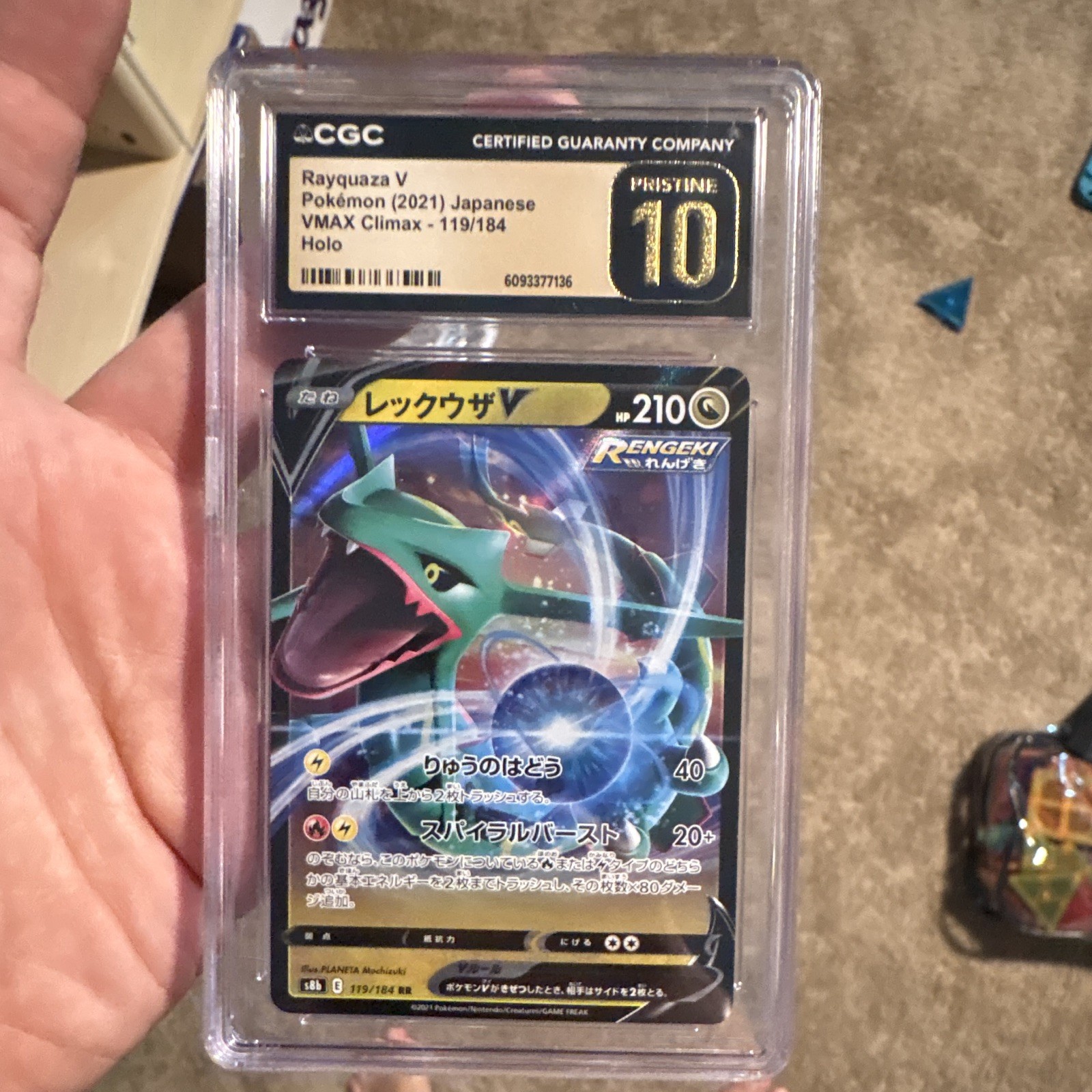 Rayquaza V VMAX Climax 119/184 Holo (Japanese) CGC Pristine 10 210 HP 2021