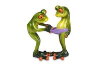 Froschpaar 14Cm Aus Kunststein Mit Gl�Nzender, Handbemalter Oberfl�Che