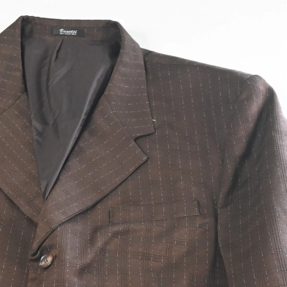 Vanetti 54L 48x30 棕色格子男式夹克裤子套装 — 第 3/4 张图片
