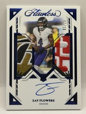 2023 Panini Flawless - Rookie Dual Patch Autographs Zay Flowers #DPA-22 Sapphire