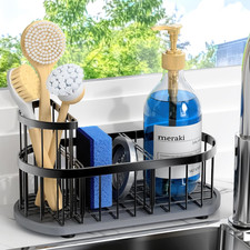 Sponge Holder for Kitchen Sink with High Brush Holder, Stay-Dry Anywhere  No D
